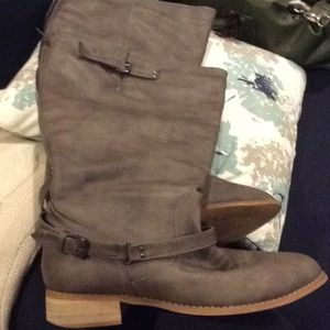 Wide calf grey boots
